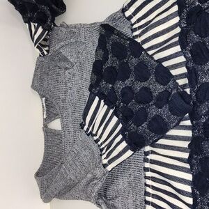 THML Navy and Gray Textured Blouse
